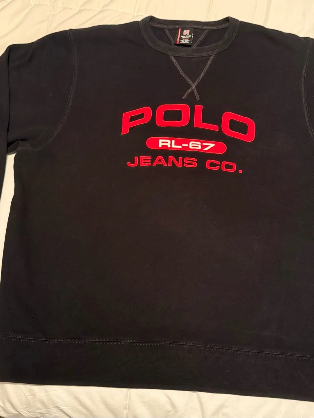 Polo Jeans Co. Ralph Lauren Black RL-67 Fleece Sweatshirt XXL